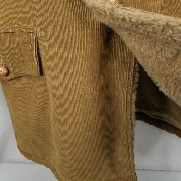 Peters All Weather Wear Corduroy Coat Size 42 Vintage 60s Faux Fur Lining Collar - Picture 9 of 12
